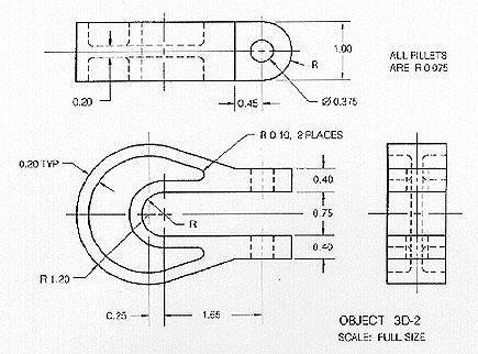 Worksheets Multiview Drawing Exercises barr juricic figure 9 each student team is given a dimensioned drawing of one the 3 d objects this used as an aid in building solid model the